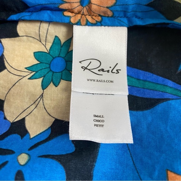 Rails Sonnet Azul Wildflower Button Up Blouse Size S - Picture 7 of 9